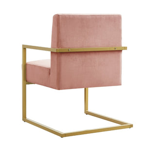 English Elm Fashion Velvet Accent Chair Gold Metal Base Glamorous Sculptural Living Room Seat Blush W2186P251461