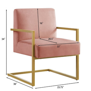 English Elm Fashion Velvet Accent Chair Gold Metal Base Glamorous Sculptural Living Room Seat Blush W2186P251461