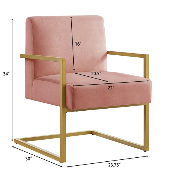 English Elm Fashion Velvet Accent Chair Gold Metal Base Glamorous Sculptural Living Room Seat Blush W2186P251461