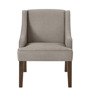 English Elm Mid Century Modern Wingback Armchair Linen Upholstery Splayed Wood Legs Lounge Seat Linen W2186P481730