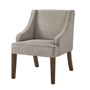 English Elm Mid Century Modern Wingback Armchair Linen Upholstery Splayed Wood Legs Lounge Seat Linen W2186P481730