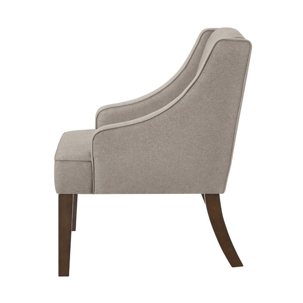 English Elm Mid Century Modern Wingback Armchair Linen Upholstery Splayed Wood Legs Lounge Seat Linen W2186P481730