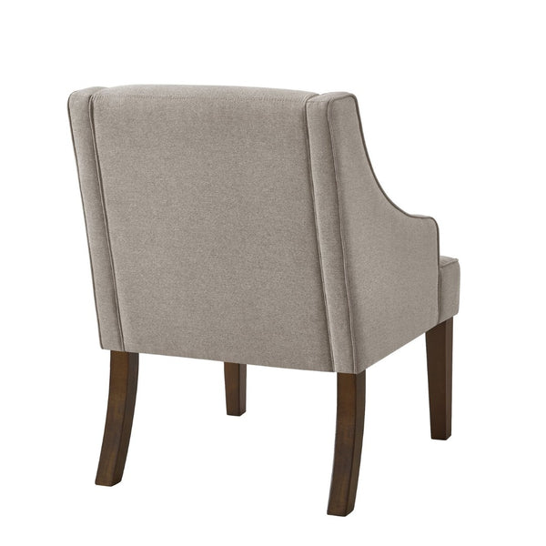 English Elm Mid Century Modern Wingback Armchair Linen Upholstery Splayed Wood Legs Lounge Seat Linen W2186P481730