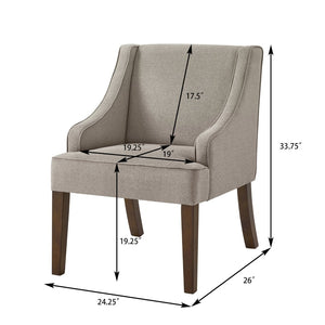 English Elm Mid Century Modern Wingback Armchair Linen Upholstery Splayed Wood Legs Lounge Seat Linen W2186P481730