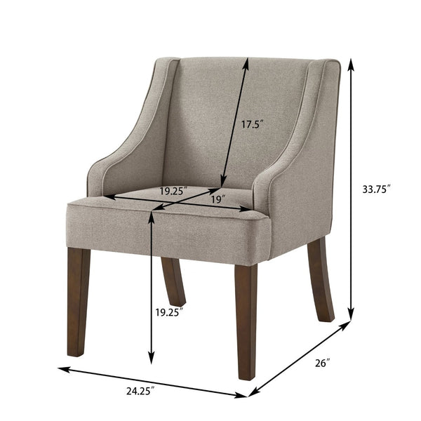 English Elm Mid Century Modern Wingback Armchair Linen Upholstery Splayed Wood Legs Lounge Seat Linen W2186P481730