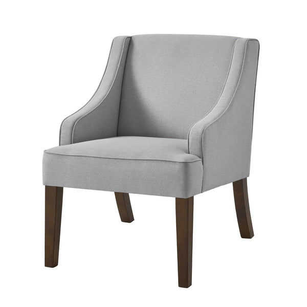 English Elm Mid Century Modern Wingback Armchair Linen Upholstery Splayed Wood Legs Lounge Seat Gray W2186P481731