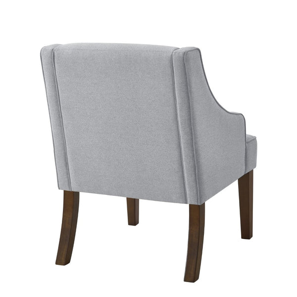 English Elm Mid Century Modern Wingback Armchair Linen Upholstery Splayed Wood Legs Lounge Seat Gray W2186P481731