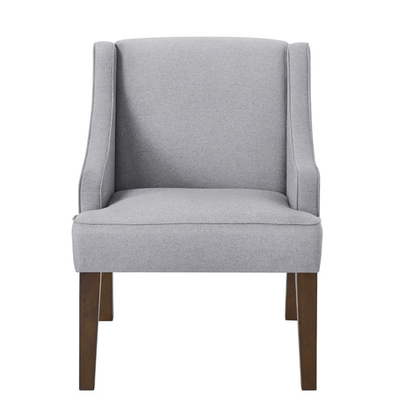 English Elm Mid Century Modern Wingback Armchair Linen Upholstery Splayed Wood Legs Lounge Seat Gray W2186P481731
