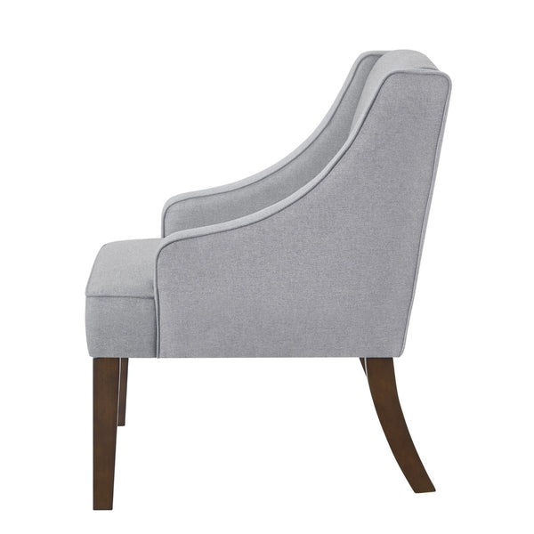 English Elm Mid Century Modern Wingback Armchair Linen Upholstery Splayed Wood Legs Lounge Seat Gray W2186P481731