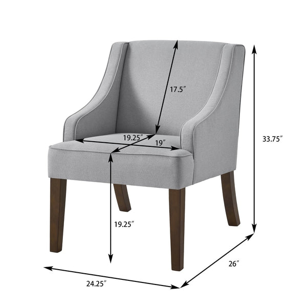 English Elm Mid Century Modern Wingback Armchair Linen Upholstery Splayed Wood Legs Lounge Seat Gray W2186P481731