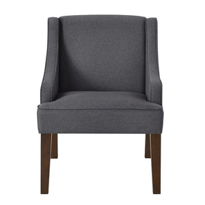 English Elm Mid Century Modern Wingback Armchair Linen Upholstery Splayed Wood Legs Lounge Seat Dark Gray W2186P481732