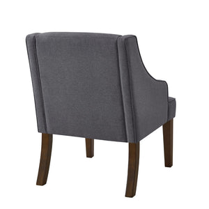 English Elm Mid Century Modern Wingback Armchair Linen Upholstery Splayed Wood Legs Lounge Seat Dark Gray W2186P481732