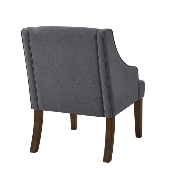 English Elm Mid Century Modern Wingback Armchair Linen Upholstery Splayed Wood Legs Lounge Seat Dark Gray W2186P481732