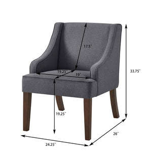 English Elm Mid Century Modern Wingback Armchair Linen Upholstery Splayed Wood Legs Lounge Seat Dark Gray W2186P481732
