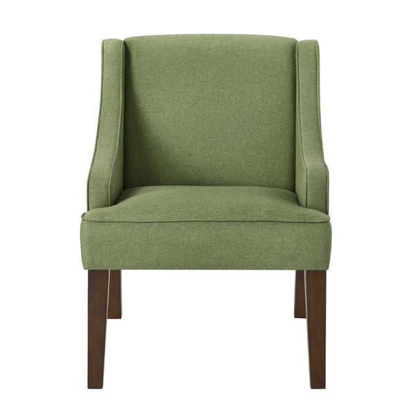 English Elm Mid Century Modern Wingback Armchair Linen Upholstery Splayed Wood Legs Lounge Seat Lime Green W2186P481733
