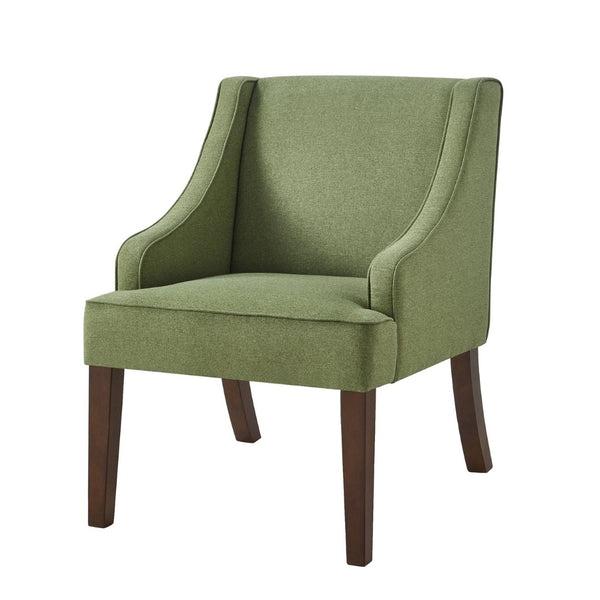 English Elm Mid Century Modern Wingback Armchair Linen Upholstery Splayed Wood Legs Lounge Seat Lime Green W2186P481733