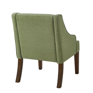 English Elm Mid Century Modern Wingback Armchair Linen Upholstery Splayed Wood Legs Lounge Seat Lime Green W2186P481733