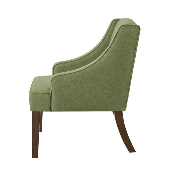 English Elm Mid Century Modern Wingback Armchair Linen Upholstery Splayed Wood Legs Lounge Seat Lime Green W2186P481733