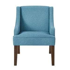 English Elm Mid Century Modern Wingback Armchair Linen Upholstery Splayed Wood Legs Lounge Seat Light Blue W2186P481734