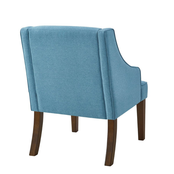 English Elm Mid Century Modern Wingback Armchair Linen Upholstery Splayed Wood Legs Lounge Seat Light Blue W2186P481734