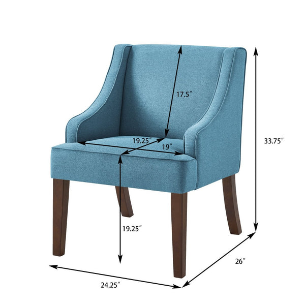 English Elm Mid Century Modern Wingback Armchair Linen Upholstery Splayed Wood Legs Lounge Seat Light Blue W2186P481734