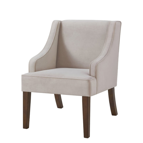 English Elm Mid Century Modern Velvet Wingback Armchair with Splayed Wood Legs for Living Room Taupe W2186P481735