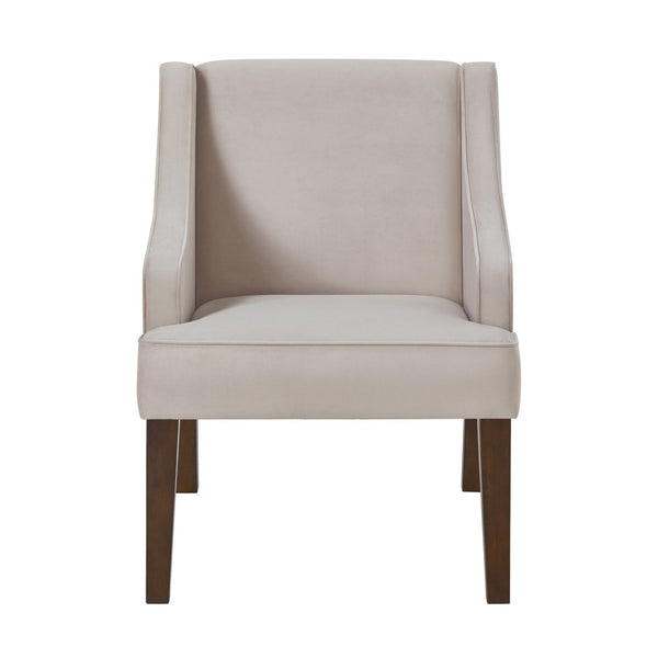 English Elm Mid Century Modern Velvet Wingback Armchair with Splayed Wood Legs for Living Room Taupe W2186P481735