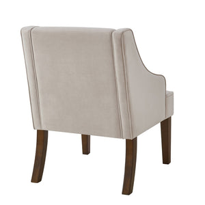 English Elm Mid Century Modern Velvet Wingback Armchair with Splayed Wood Legs for Living Room Taupe W2186P481735