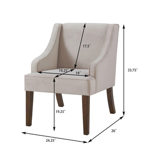English Elm Mid Century Modern Velvet Wingback Armchair with Splayed Wood Legs for Living Room Taupe W2186P481735