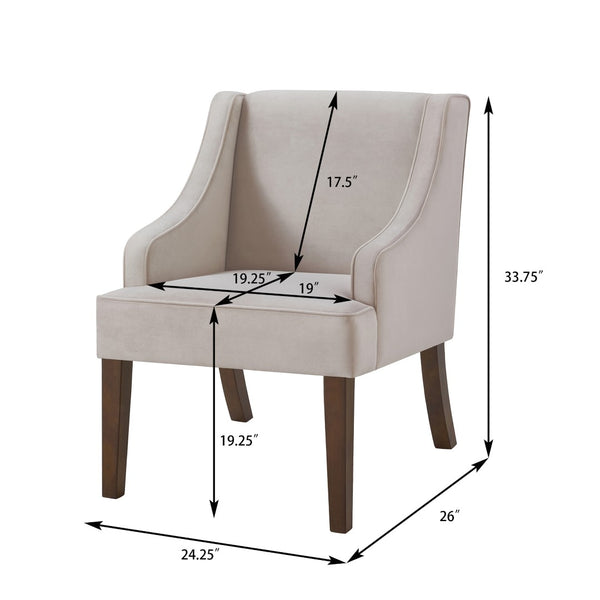 English Elm Mid Century Modern Velvet Wingback Armchair with Splayed Wood Legs for Living Room Taupe W2186P481735