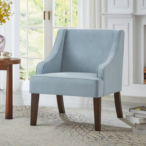 English Elm Mid Century Modern Velvet Wingback Armchair with Splayed Wood Legs for Living Room Seaglass W2186P481736
