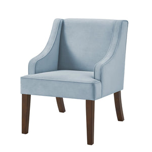 English Elm Mid Century Modern Velvet Wingback Armchair with Splayed Wood Legs for Living Room Seaglass W2186P481736