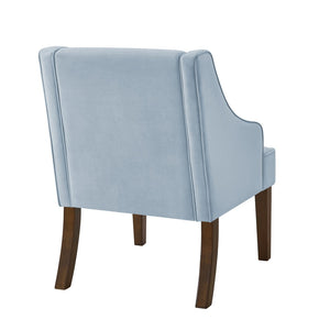 English Elm Mid Century Modern Velvet Wingback Armchair with Splayed Wood Legs for Living Room Seaglass W2186P481736