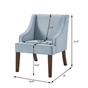 English Elm Mid Century Modern Velvet Wingback Armchair with Splayed Wood Legs for Living Room Seaglass W2186P481736