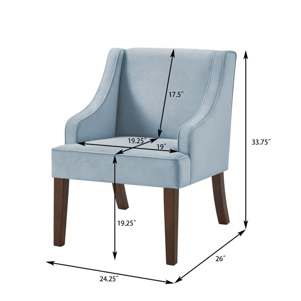 English Elm Mid Century Modern Velvet Wingback Armchair with Splayed Wood Legs for Living Room Seaglass W2186P481736