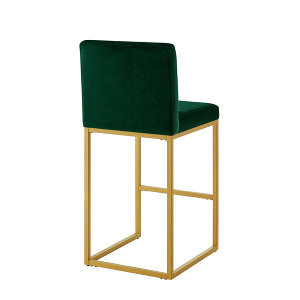 English Elm Modern Velvet Upholstered Counter Stools with Gold Iron Frame for Kitchen Island Set of 2 Jade W2186P484163