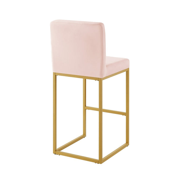 English Elm Modern Velvet Upholstered Counter Stools with Gold Iron Frame for Kitchen Island Set of 2 Pink W2186P484167