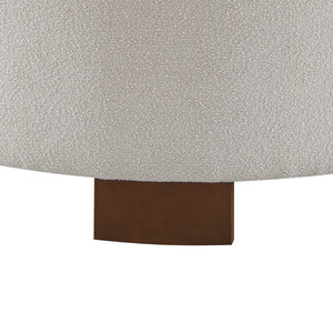 English Elm Round Boucle Fabric Ottoman with Reversible Flip Top Hidden Storage and Wooden Legs Beige W2186P487077