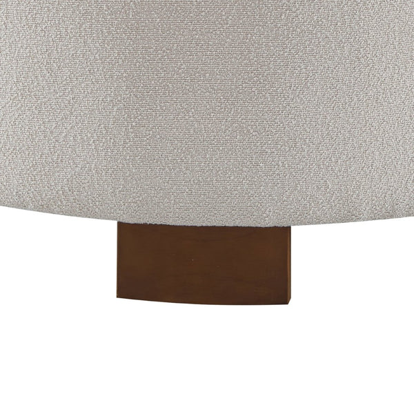 English Elm Round Boucle Fabric Ottoman with Reversible Flip Top Hidden Storage and Wooden Legs Beige W2186P487077