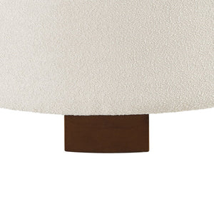 English Elm Round Boucle Fabric Ottoman with Reversible Flip Top Hidden Storage and Wooden Legs Ivory W2186P487078