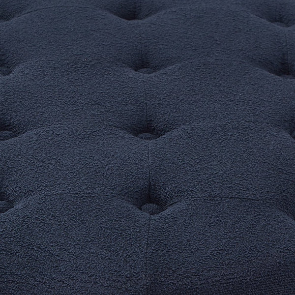 English Elm Round Boucle Fabric Ottoman with Reversible Flip Top Hidden Storage and Wooden Legs Navy W2186P487079
