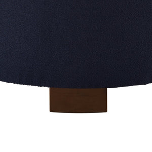 English Elm Round Boucle Fabric Ottoman with Reversible Flip Top Hidden Storage and Wooden Legs Navy W2186P487079