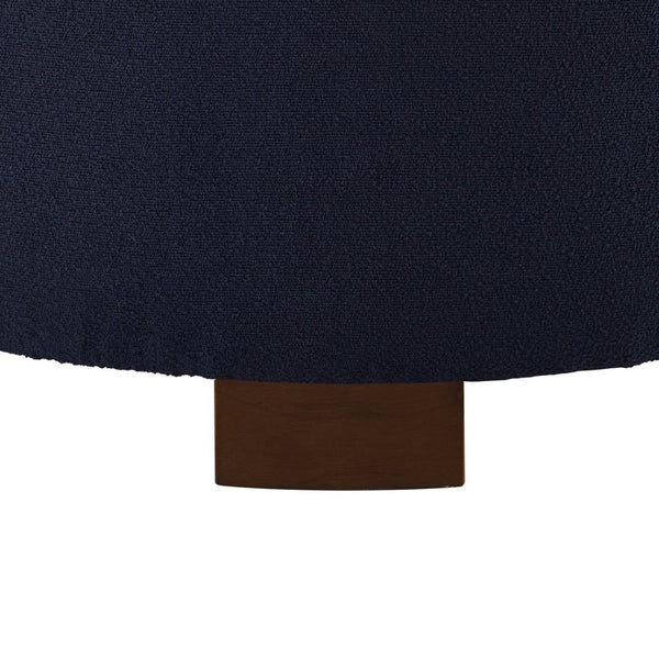 English Elm Round Boucle Fabric Ottoman with Reversible Flip Top Hidden Storage and Wooden Legs Navy W2186P487079