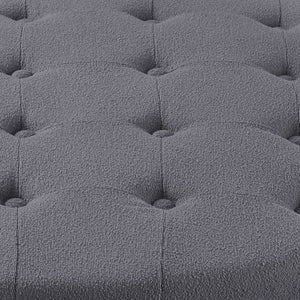 English Elm Round Boucle Fabric Ottoman with Reversible Flip Top Hidden Storage and Wooden Legs Dark Gray W2186P487080