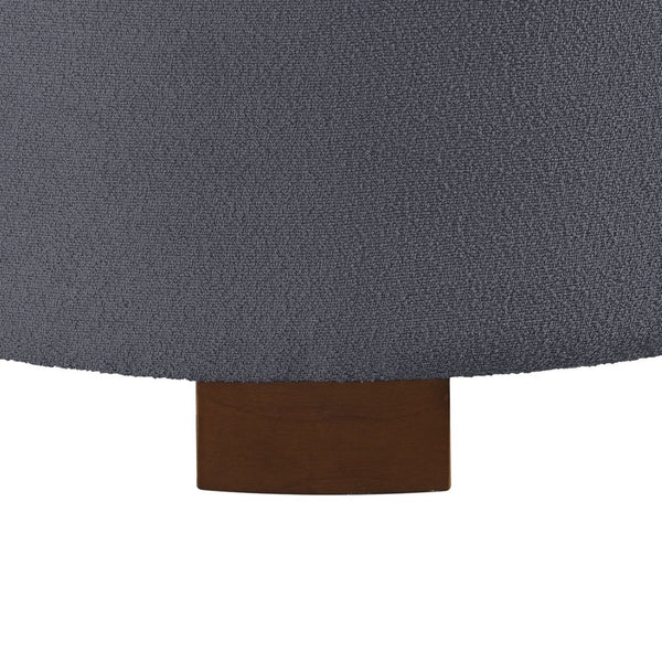 English Elm Round Boucle Fabric Ottoman with Reversible Flip Top Hidden Storage and Wooden Legs Dark Gray W2186P487080
