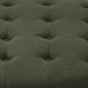English Elm Round Boucle Fabric Ottoman with Reversible Flip Top Hidden Storage and Wooden Legs Dark Green W2186P487081