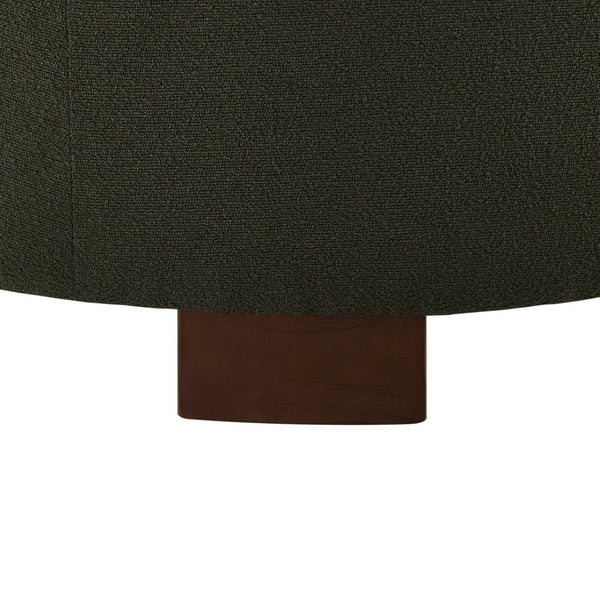 English Elm Round Boucle Fabric Ottoman with Reversible Flip Top Hidden Storage and Wooden Legs Dark Green W2186P487081