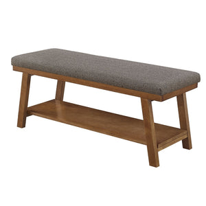 English Elm Linen Upholstered Storage Bench Padded Seat Open Shelf Bedroom Entryway Modern Granite W2186P487599