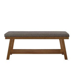 English Elm Linen Upholstered Storage Bench Padded Seat Open Shelf Bedroom Entryway Modern Granite W2186P487599
