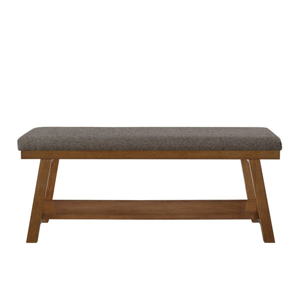English Elm Linen Upholstered Storage Bench Padded Seat Open Shelf Bedroom Entryway Modern Granite W2186P487599